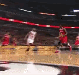 Andre gets a little slow-motion with it in this nasty two-handed slam.