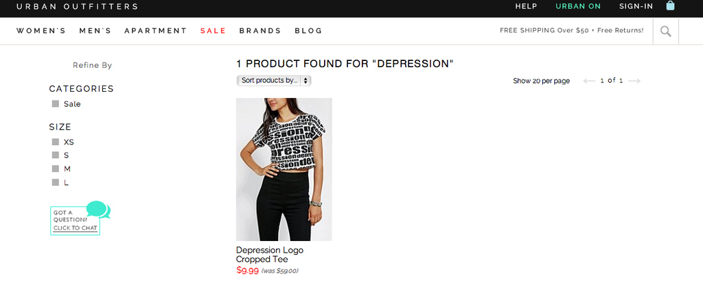 urban outfitters depression shirt