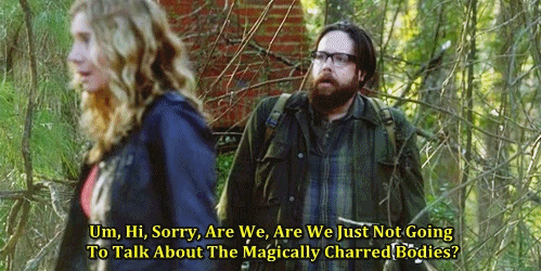 Pros:-Aaron-Improved CharlieCons:-So many plotlinesRevolution made a dramatic turn for the better when they decided to turn the power back on at the end of last season, but now all of the characters are off in different directions and nothing is happening. NOTHING. I think this show would be improved with dinosaurs, just saying. Grade: C-