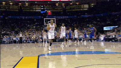 Oklahoma City's Russell Westbrook does his best Don Quixote impression with this windmill slam.