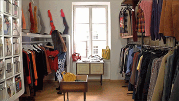 We are thrilled that you love our line of clothes and you look great in them! But if you are going to try on more than ten items, please take at least a couple home with you. After all, we will have to put all the clothes away you decided against.