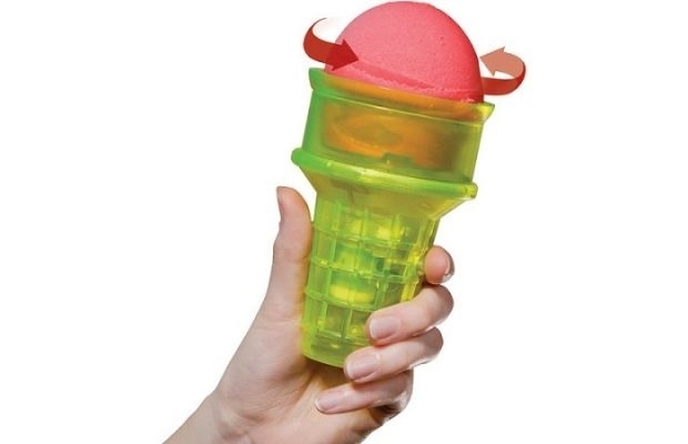 A self-turning ice cream cone: