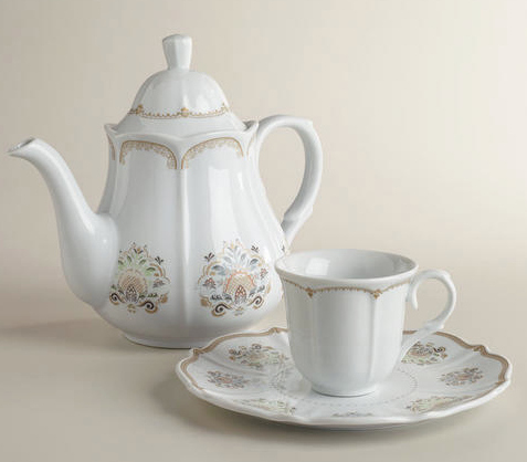 You know, for the tea. World Market's set of china is actually on sale half-off!