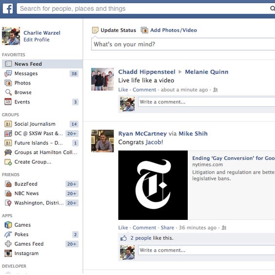Charlies &quot;old&quot; Facebook layout