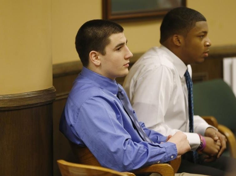 Trent Mays (L) and Ma&#x27;lik Richmond (R) sit in juvenile court in March.