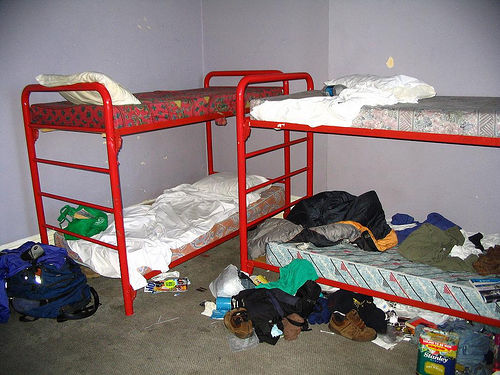 Sharing a room with three (or eight) strangers, bed bugs and communal bathrooms...word vomit.