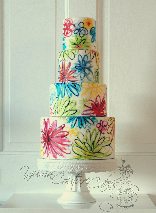 22 Hand Painted Cakes That You Need To Have At Your Wedding