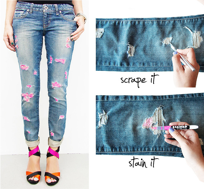 Diy ripped hot sale ankle jeans