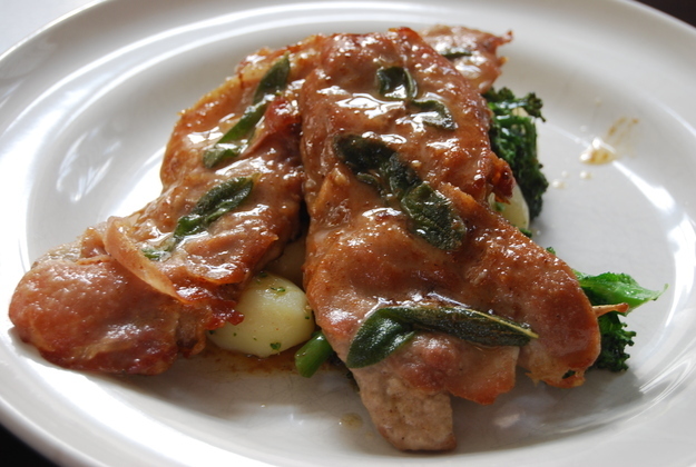 Found in many countries surrounding the Alps, Italian Saltimbocca comprises of veal wrapped with Prosciutto di Parma and Sage before it's marinated in wine, then browned in butter and topped with the pan drippings and capers. It means "jump in the mouth" in Italian for a reason...