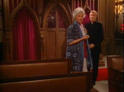 Dorothy falls for Frank Leahy (John McMartin) who turns out to be a Catholic priest. And she dresses like the mother of a Solid Gold dancer.