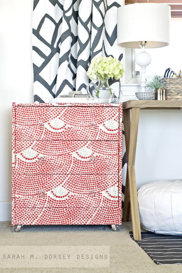 Use fabric or paint for a faux-mosaic look
