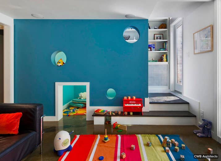 A super fun idea for connecting a playroom to the living room, or to provide an easy way to access two kids' rooms.