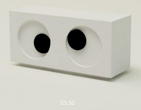 This clock rolls its eyes the way you do: relieved at lunchtime, cross-eyed all afternoon, and looking for the door when it's quitting time. Rotating irises show left for hours, right for minutes. (buy)