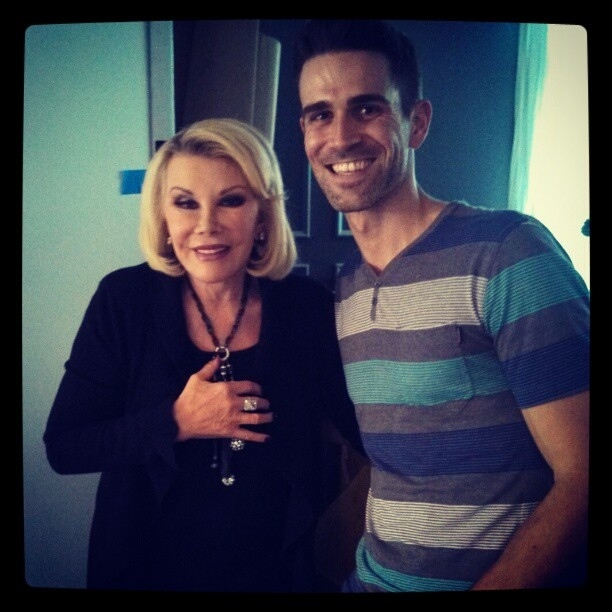 Here he is with the legendary Joan Rivers on the set of the web series he wrote for her. You can watch it right now!