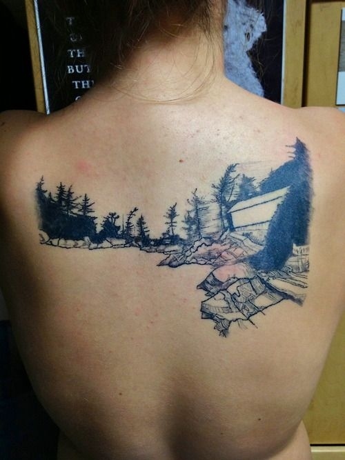 Drawn by her brother, Sam Newell. Tattoo done by Lisa Orth of Alleged Tattoo in Seattle, Washington.