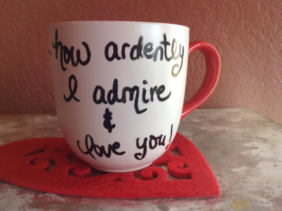 For sharing coffee with the Mr. Darcy/Elizabeth Bennet in your life. Available on Etsy.