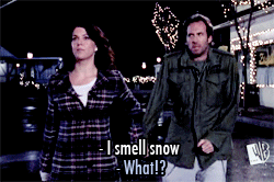 So apparently Lorelai has the magical ability to smell snow. Each to their own.