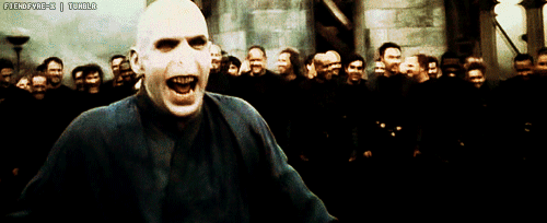 Unlike all of his previous confronts, this time everybody can see that Harry kicks Voldemort's ass.