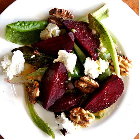 Salt Roasted Beets with Goat Cheese &amp; Toasted Walnutes