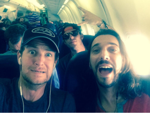 Looks like the boys were getting a little bit antsy on their long flight over to Hunter Valley, Australia, for their tour!