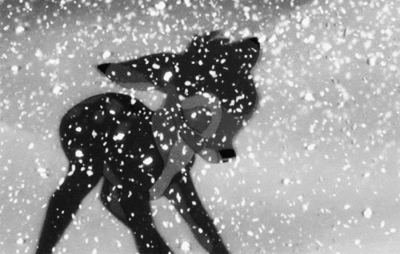 Poor little Bambi all alone in the snow