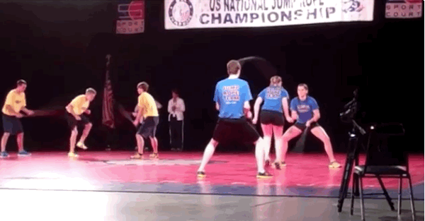 Double Dutch speed events are broken up into two types: "relay" and "pairs."