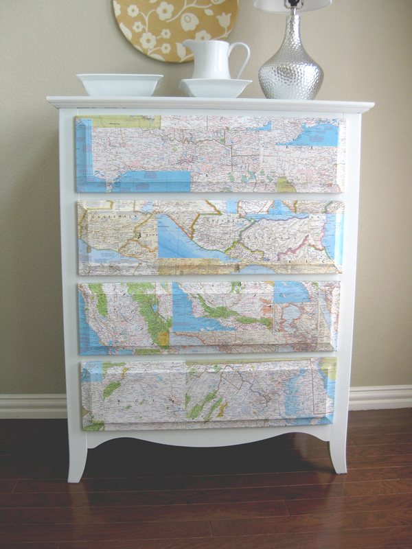Cover the drawers with maps