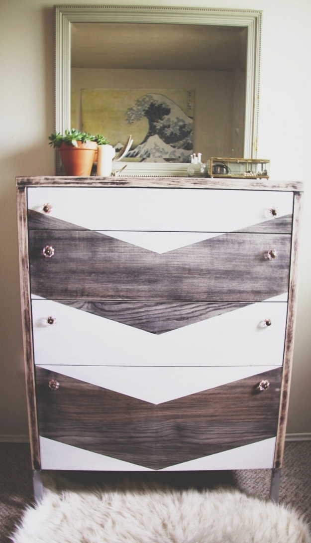 Add a clean chevron to a rustic frame