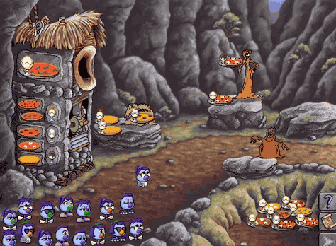 "MAKE ME A PIZZA!" Sure, crazy tree stump pizza troll man, will do. With their droopy eyes, the Zoombinis often looked blue in more ways than one when trying to solve these frustrating logic puzzles. But YOU were happy, and that's what matters. Crossing bridges, putting ice cream on pizzas, using bubble-machines and tossing mudballs - all in a day's work for your crew of Zoombinis.