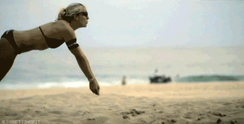 There is no such thing as a friendly game of beach volleyball against these athletic marvels. Showoffs.