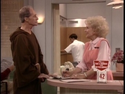Sophia's in the hospital for a hernia operation, and there Rose meets her biological father, a monk (Don Ameche).