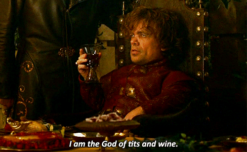 ...nine winos wining.Eight oaths-a-breaking.Seven kingdoms scheming.Six direwolves growling.Five wannabe kings.Four calling whores.Three dragon eggs. Two Lannister loves.And Lord Eddard's head with no body.