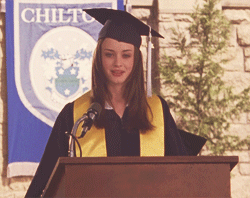 Rory used her high school graduation speech to tell her mum that she was the person Rory wanted to be. Awwwww.