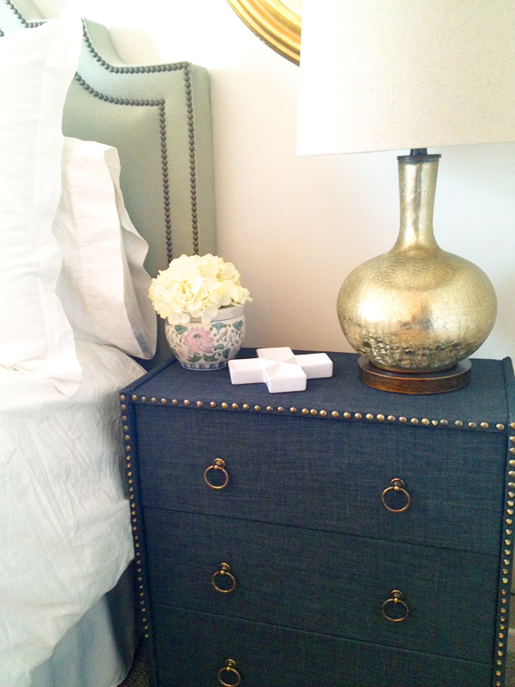 Outline the dresser in nailheads