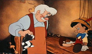 All he wanted in life was a son, and was so happy when Pinnochio came to life. What an adorable father.