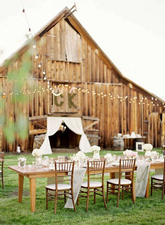 A rustic wedding in a barn