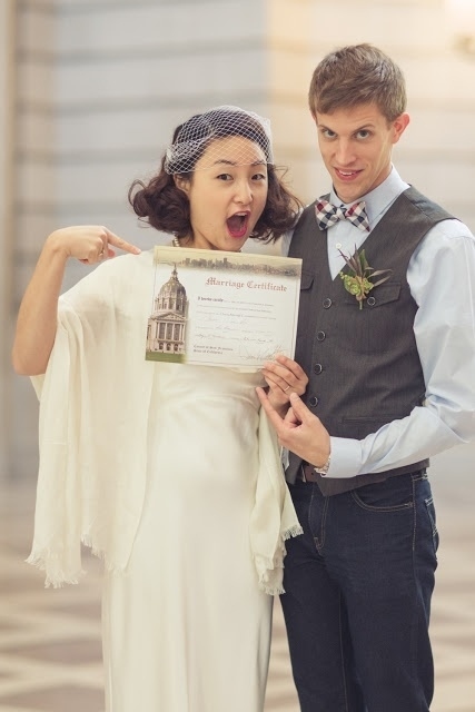 Marriage certificate at City Hall