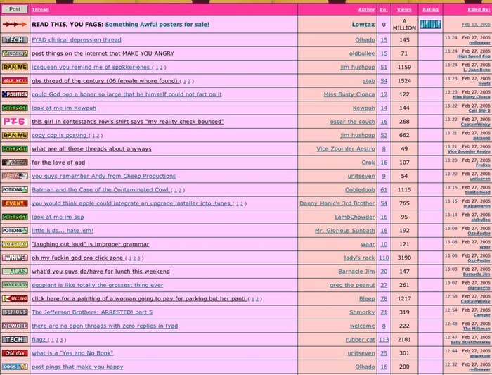 A screenshot of FYAD from around 2006.