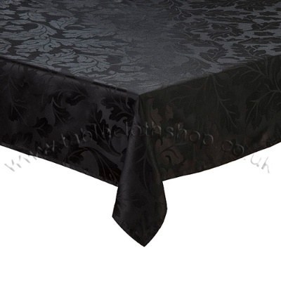 Perhaps the most simple and effective way to add a touch of dark elegance to your dining room is simply to use a nice dark table cloth, like this one with its attractive leaf pattern.£9.99 (Table Cloth Shop)