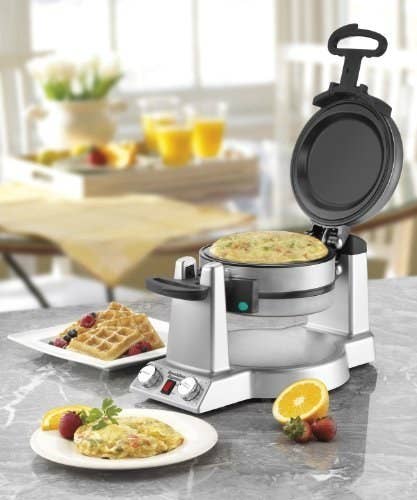 A wafflet? An omeffle? Just load your omelet ingredients on one side, close, flip and load waffle ingredients in the other side. BEAUTIFUL. Buy it for $129.99 here.