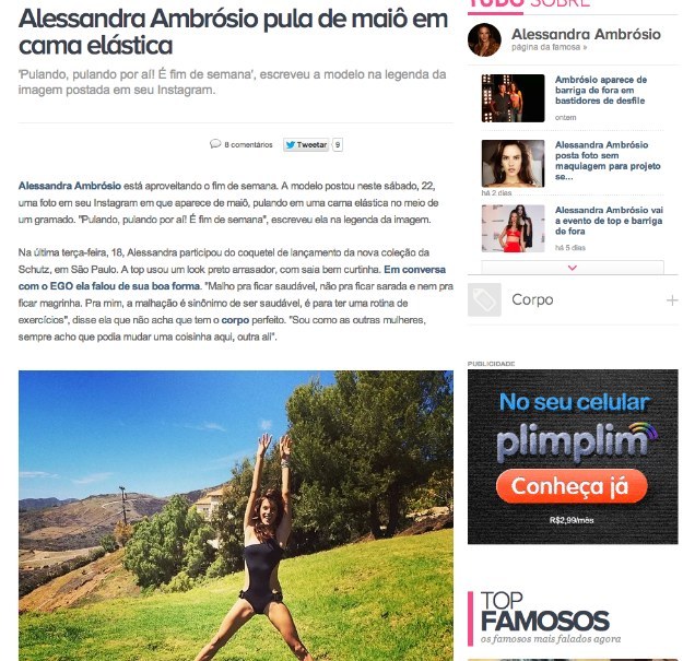 Ale Ambrósio também dá seus pulinhos, ué. Leia notícia.