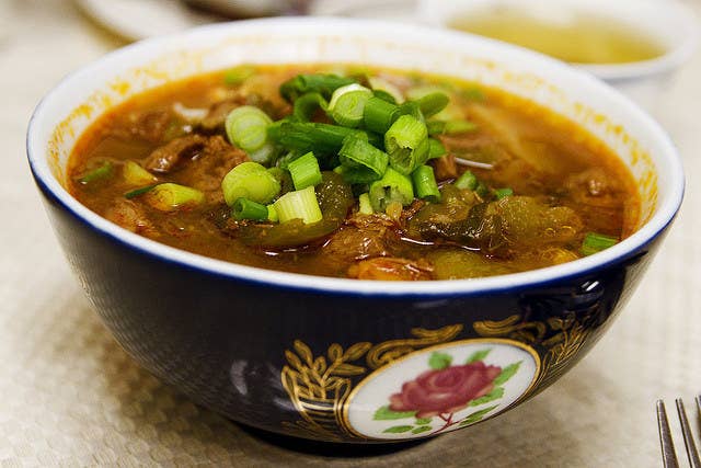 Something of a Central Asian version of ramen, this is a spicy, meaty broth filled with chunks of lamb, handspun noodles, and vegetables. It also comes in a non-soup version.