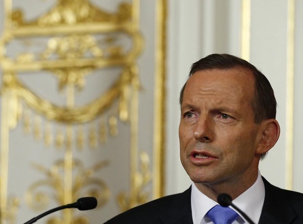 Australia's Prime Minister Tony Abbott speaks to the media on April 7.