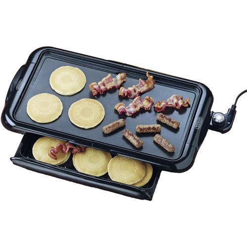 Cook your pancakes, eggs, and bacon on the griddle part and store already-cooked food in the warming drawer to keep them nice and toasty. (Also works well for warming hot dog or hamburger buns while grilling the meat up top.) Buy it here for $29.99.