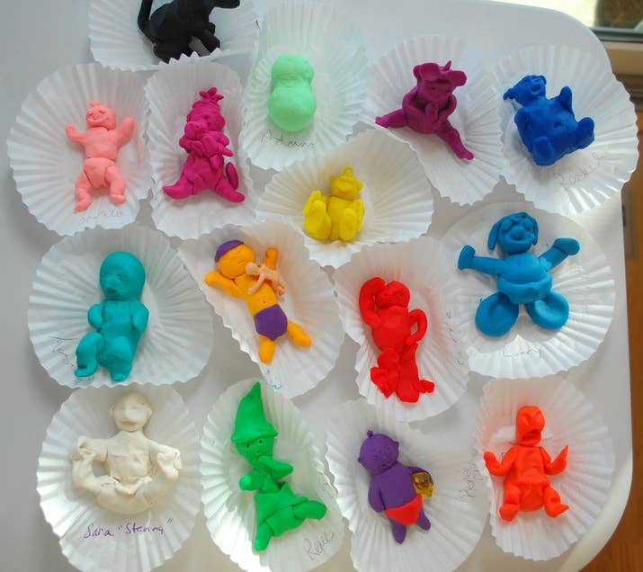 Have guests flex their sculpting skills by making play doh babies. Give prizes for categorizes such as most anatomically correct, creepiest, funniest, and best overall.