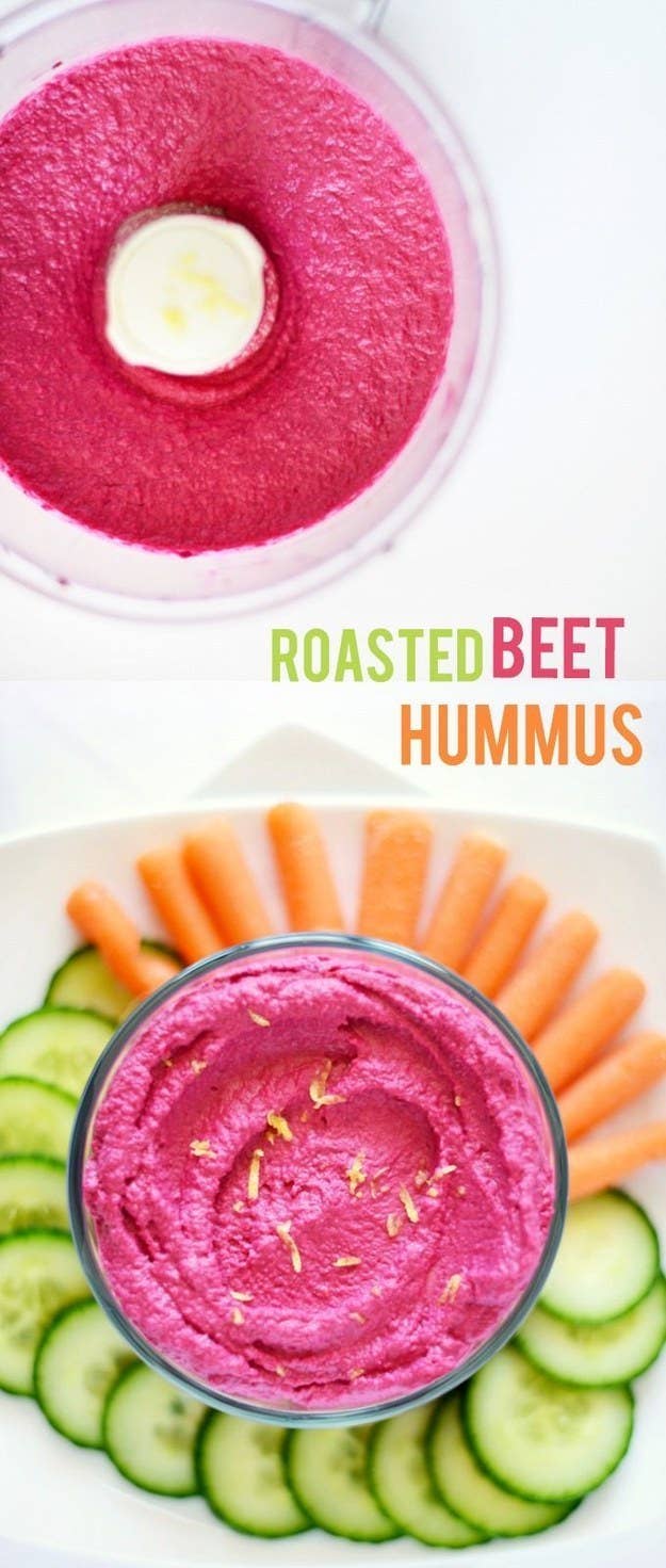 Can&#x27;t BEAT it, hummus is always a solid choice. Scoop with vegetables or whole grain pita chips. Recipe here.