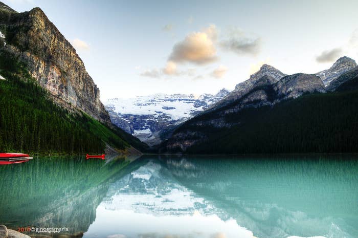 Probably the most photographed site in Banff National Park, Lake Louise gets its beautiful emerald color from rock flour carried into the lake by the melting glaciers that overlook it.