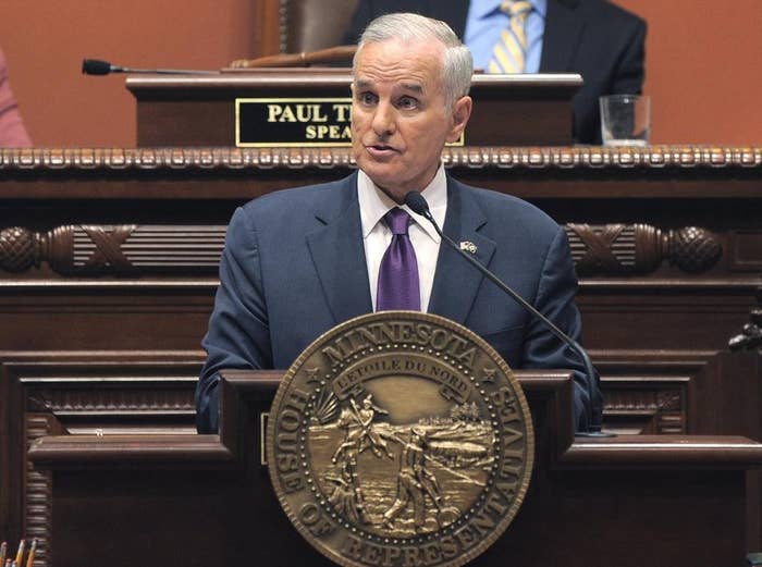 Minnesota Gov. Mark Dayton on April 30, 2014 delivers his State of the State address.