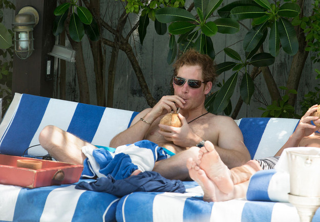 Prince Harry Is Single Shirtless And Hanging Out By A Pool