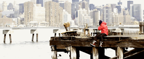 Getting high on some derelict docks, whatevs. Somehow making snow boots look amazing, no biggie.